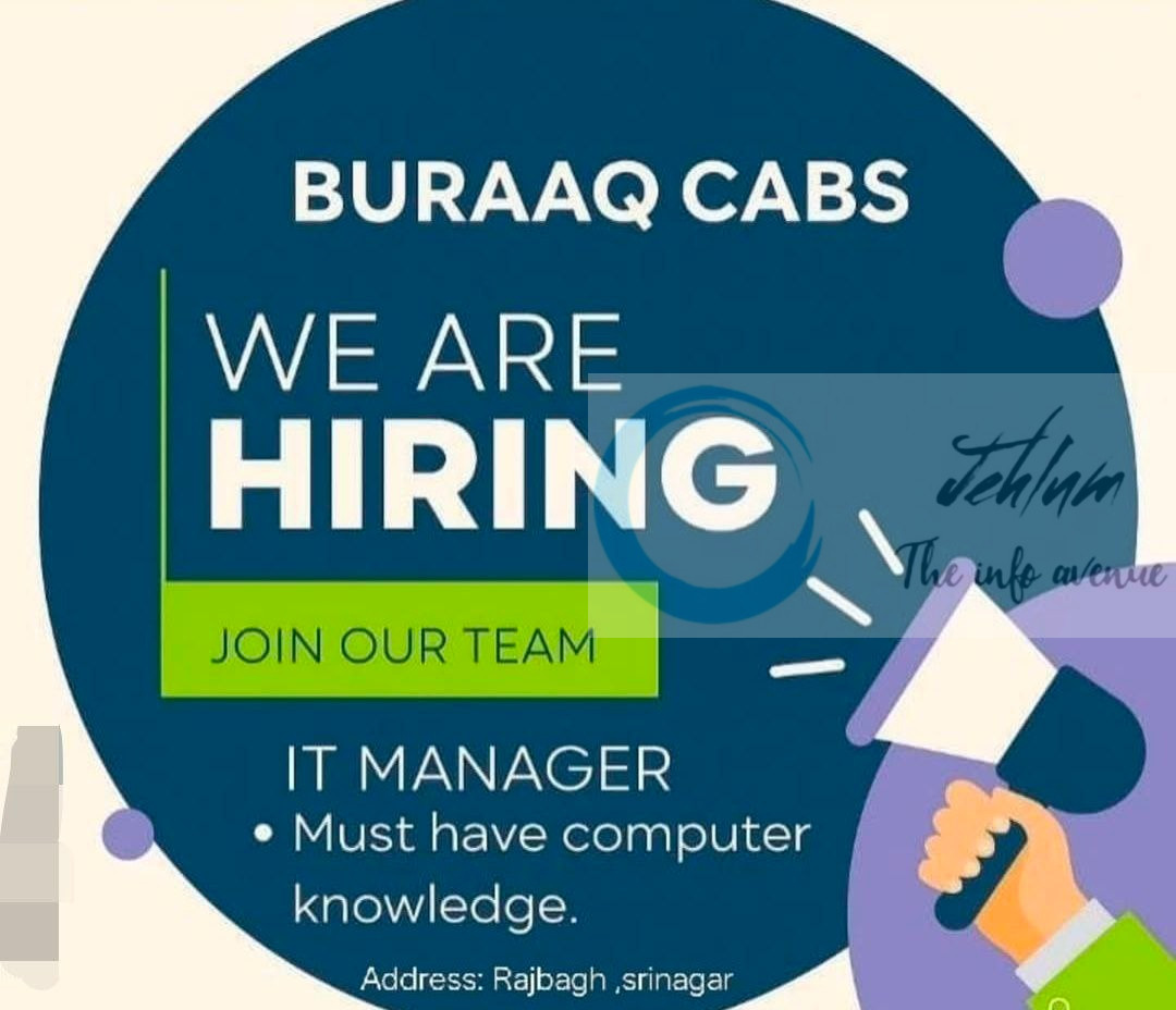 Buraaq Cabs srinagar IT Manager job opportunities 2025 2 Buraaq Cabs srinagar IT Manager job opportunities 2025