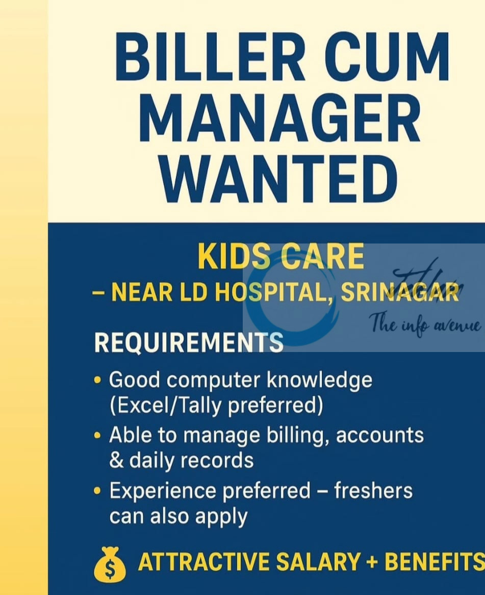 KIDS CARE SRINAGAR BILLER CUM MANAGER JOB OPPORTUNITIES 2025 2 KIDS CARE SRINAGAR BILLER CUM MANAGER JOB OPPORTUNITIES 2025