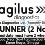 AGILUS DIAGNOSTICS SRINAGAR RUNNER JOB OPPORTUNITIES NOTICE 2025