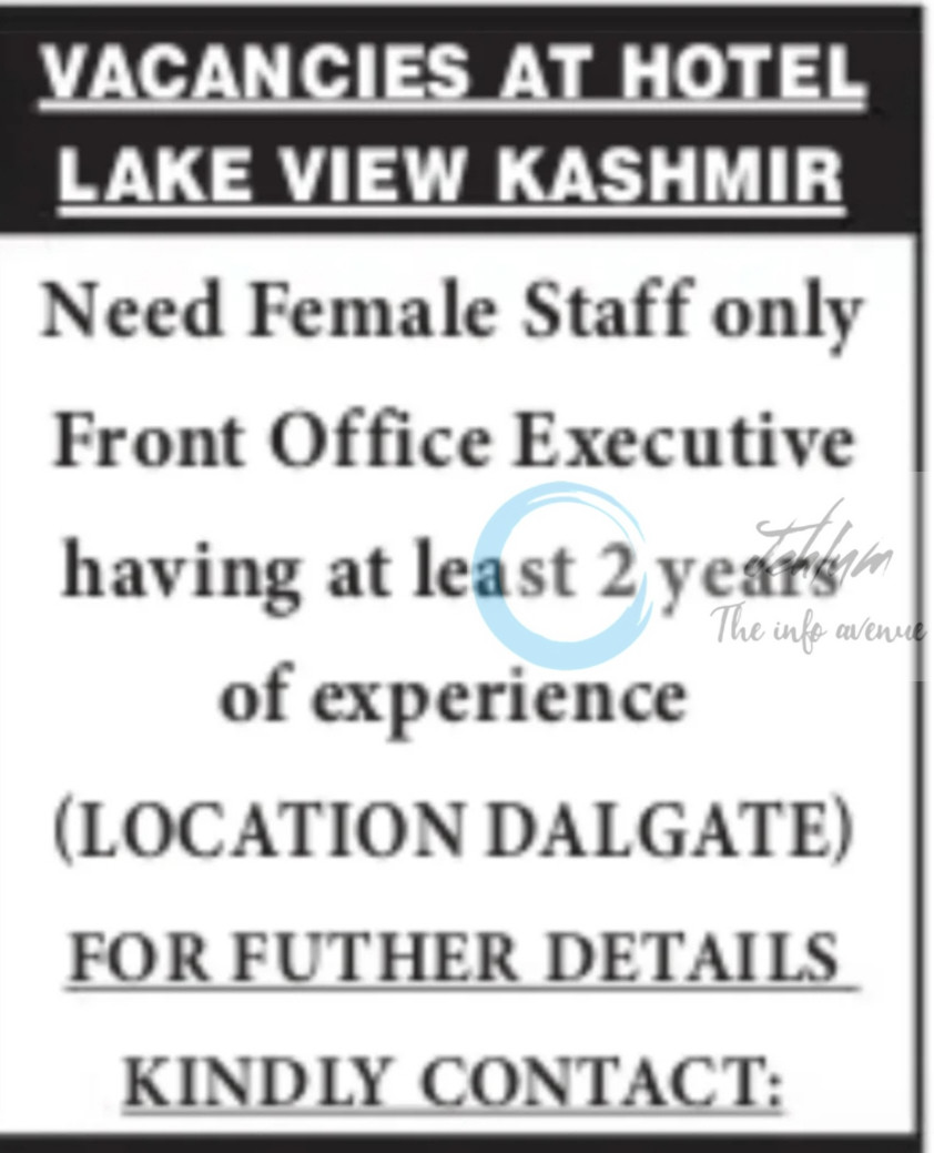Hotel Lake View srinagar Front Office Executive job opportunities 2025 1 Hotel Lake View srinagar Front Office Executive job opportunities 2025