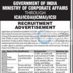 GOI MINISTRY OF CORPORATE AFFAIRS HARYANA ICAI ICOAI ICMAI ICSI YOUNG PROFESSIONAL/ASSISTANT YOUNG PROFESSIONAL JOB OPPORTUNITIES 2025