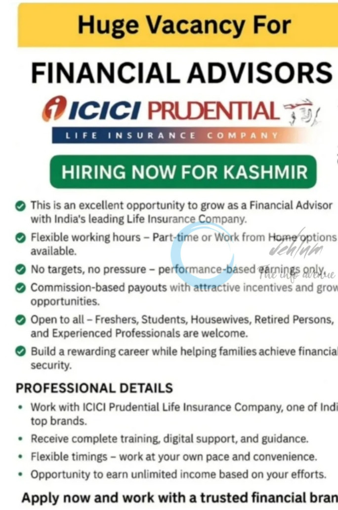ICICI Prudential Life Insurance Financial Advisors job opportunities 2025