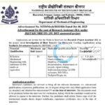 NATIONAL INSTITUTE OF TECHNOLOGY NIT SRINAGAR RA JOB OPPORTUNITIES NOTICE NITS/Mech/2025/826
