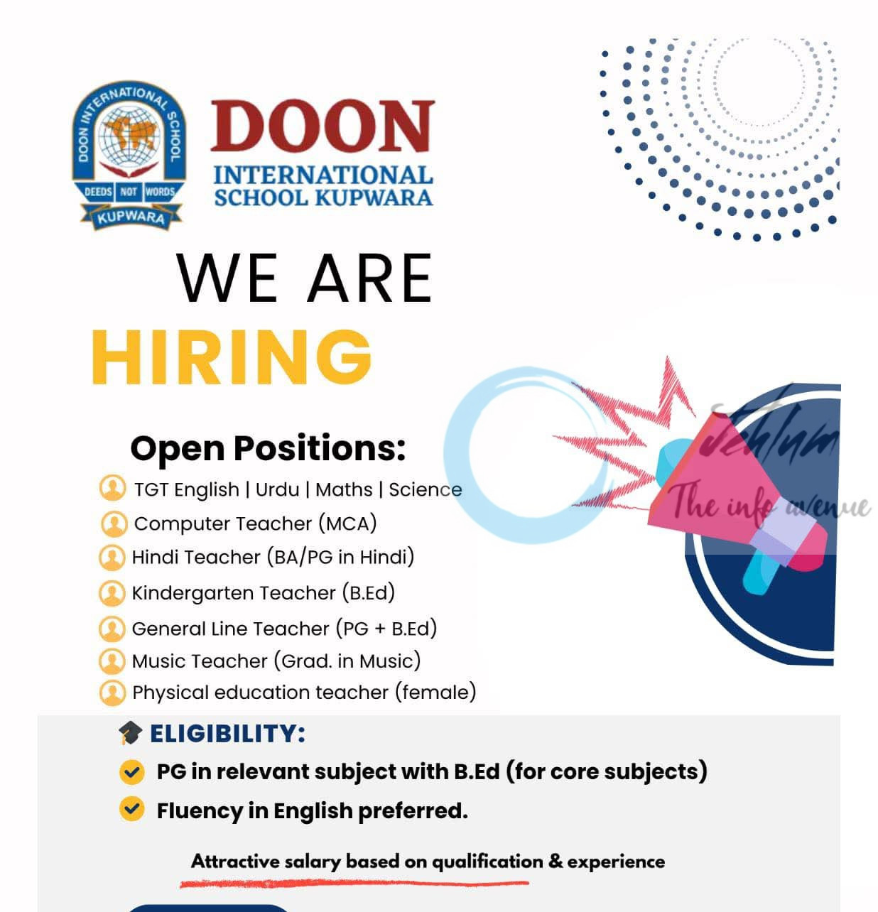 DOON INTERNATIONAL SCHOOL KUPWARA JOB OPPORTUNITIES 2025