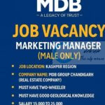 MDB Group Chandigarh Marketing Manager Kashmir job opportunities 2025