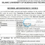 IUST AWANTIPORA DEPTT OF MECHANICAL ENGINEERING RA JOB OPPORTUNITIES 2025