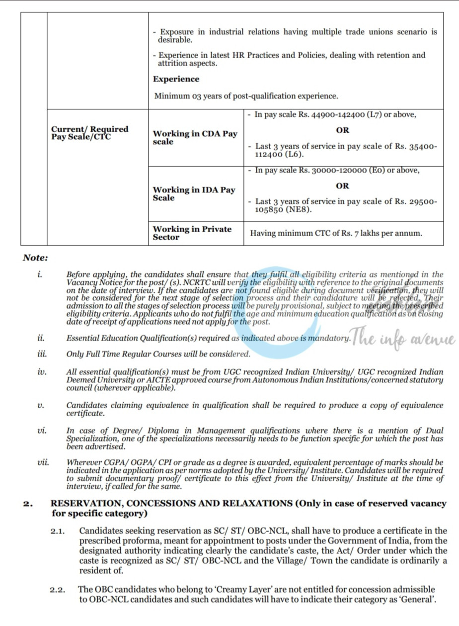 National Capital Region Transport Corporation NCRTC Executive Human Resource job opportunities notice 51/2025