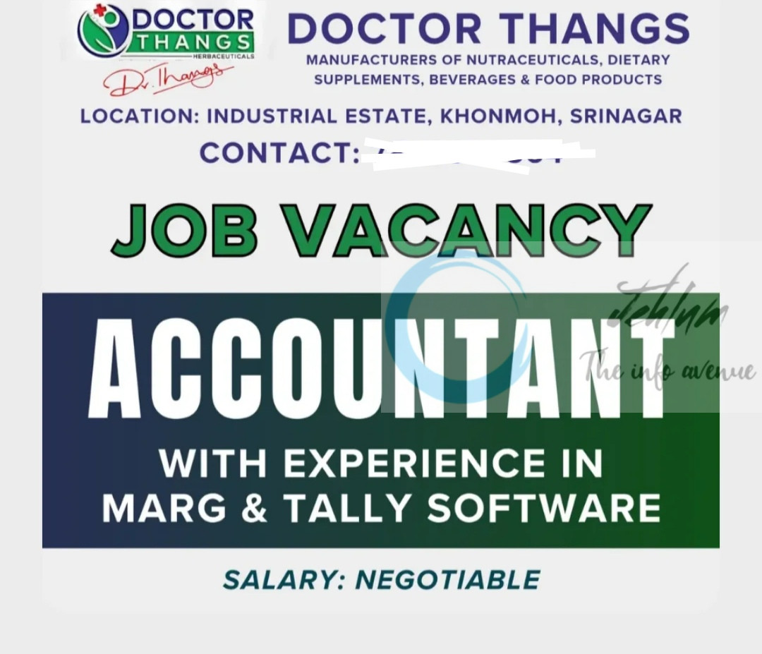 Doctor Thangs srinagar accountant Job Opportunities 2025