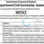 Govt of j and k Jal Shakti Department Water Resources Regulatory Authority job opportunities notice JSD-Admn06/I/2022-ADM/I 11549