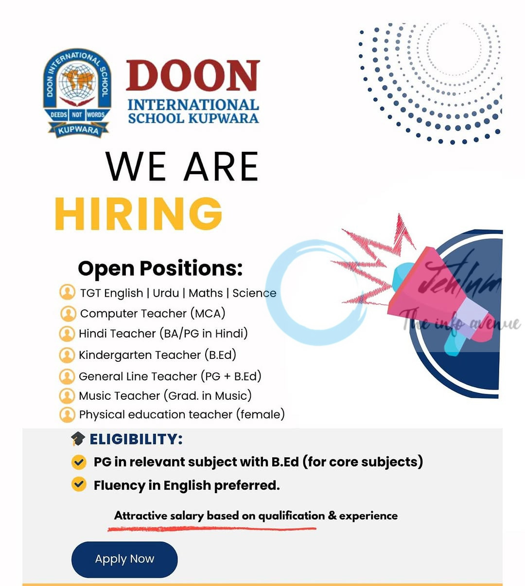 DOON INTERNATIONAL SCHOOL DIS KUPWARA TEACHERS JOB OPPORTUNITIES 2025