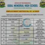 IQBAL MEMORIAL HIGH SCHOOL DORU ANANTNAG JOB OPPORTUNITIES NOTICE 01 OF 2025