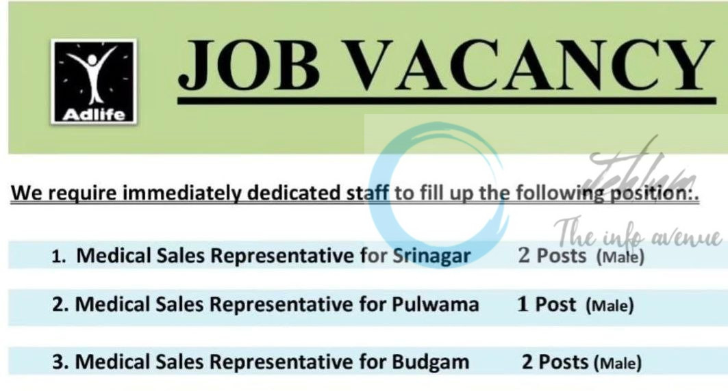 Adlife Srinagar Pulwama and Budgam  Medical Sales Representative job Opportunities 2025