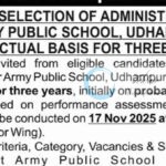 Army Public School APS Udhampur Administrative Officer Job opportunities 2025
