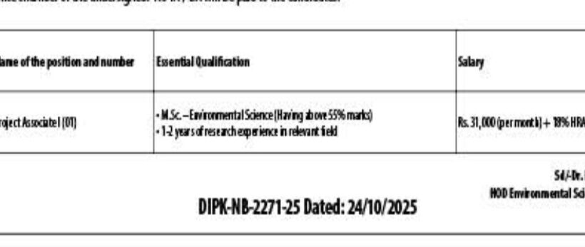 SKUAST-K DIVISION OF ENVIRONMENTAL SCIENCES FACULTY OF HORTICULTURE PROJECT ASSOCIATE JOB OPPORTUNITIES 2025 SKUAST-K DIVISION OF ENVIRONMENTAL SCIENCES FACULTY OF HORTICULTURE PROJECT ASSOCIATE JOB OPPORTUNITIES 2025