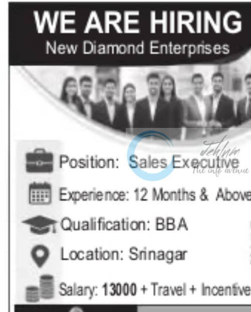 New Diamond Enterprises srinagar Sales Executive Job opportunities 2025 2 New Diamond Enterprises srinagar Sales Executive Job opportunities 2025