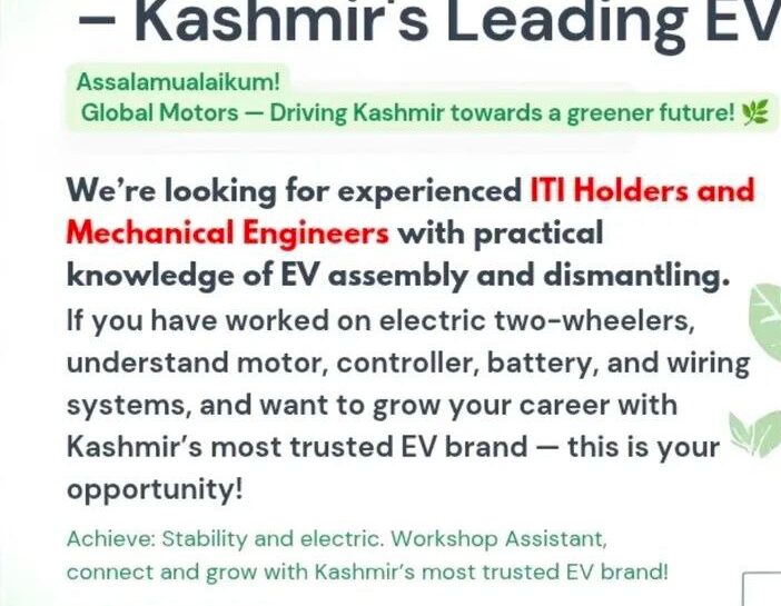 GLOBAL MOTORS KASHMIR SRINAGAR JOB OPPORTUNITIES NOTICE 2025 GLOBAL MOTORS KASHMIR SRINAGAR JOB OPPORTUNITIES NOTICE 2025