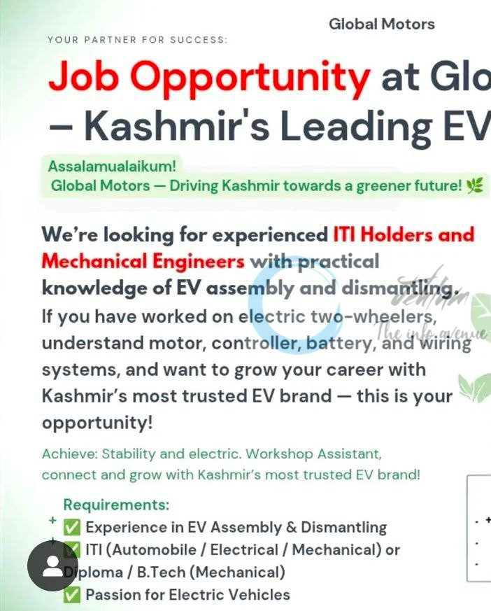 GLOBAL MOTORS KASHMIR SRINAGAR JOB OPPORTUNITIES NOTICE 2025 2 GLOBAL MOTORS KASHMIR SRINAGAR JOB OPPORTUNITIES NOTICE 2025