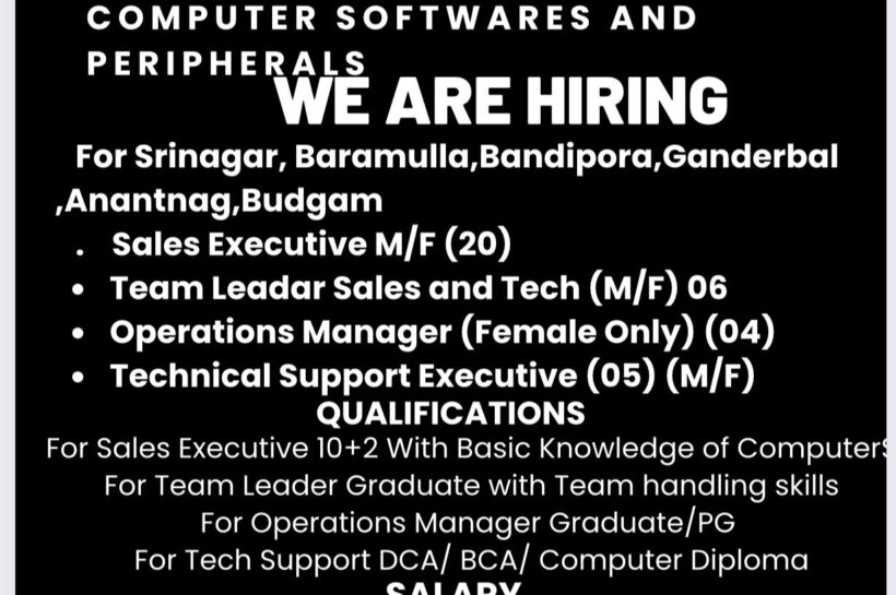 Tech Aware Pvt Ltd Srinagar Jobs Opportunities Walk-In 2025 Tech Aware Pvt Ltd Srinagar Jobs Opportunities Walk-In 2025