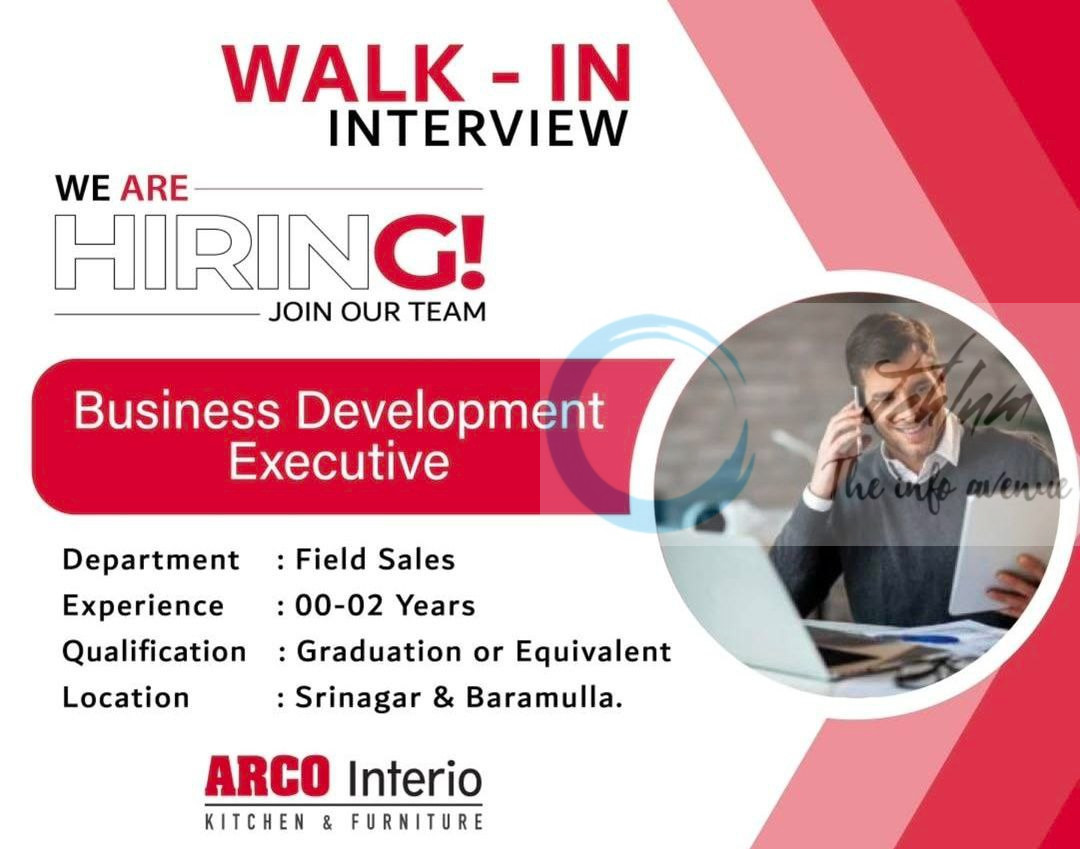 Arco Interio Srinagar/Baramulla Business Development Executive job opportunities Walk-In 2025 2 Arco Interio Srinagar/Baramulla Business Development Executive job opportunities Walk-In 2025