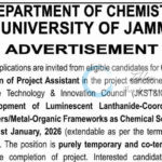 University of Jammu Chemistry Department Project Assistant JKST&IC Job opportunities JKST&IC/J/14/2022/147-152/22