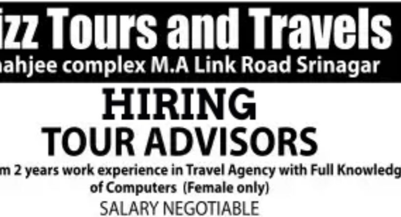 Rizz Tours and Travels RTT Srinagar Tour Advisors Job opportunities 2025 Rizz Tours and Travels RTT Srinagar Tour Advisors Job opportunities 2025
