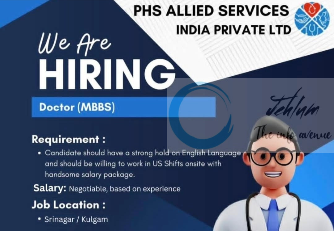 PHS Allied Services MBBS Doctor Vacancy Srinagar/Kulgam 2025 2 PHS Allied Services MBBS Doctor Vacancy Srinagar/Kulgam 2025