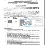 Govt Medical College GMC Kathua Technical Assistant/Technician Recruitment Notification SO 364 2025