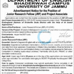 Jammu University Bhaderwah Campus Deptt of English Junior Research Fellow/ Project Associate Recruitment Notice 2025