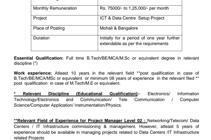 ERNET India MeitY Project Manager Sr Project Engineer Jobs Career Opportunity 2025 (ICT & Data Centre Setup Project) ERNET India MeitY Project Manager Sr Project Engineer Jobs Career Opportunity 2025
