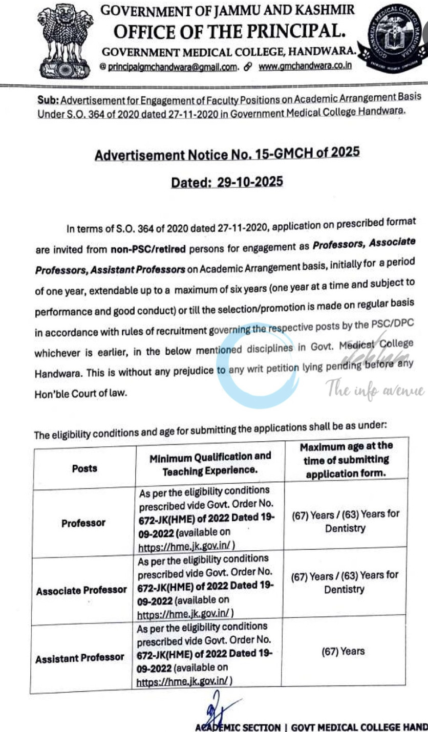 GMC Handwara Academic Arrangement Advertisement No 15 GMCH 2025 1 GMC Handwara Academic Arrangement Advertisement No 15 GMCH 2025