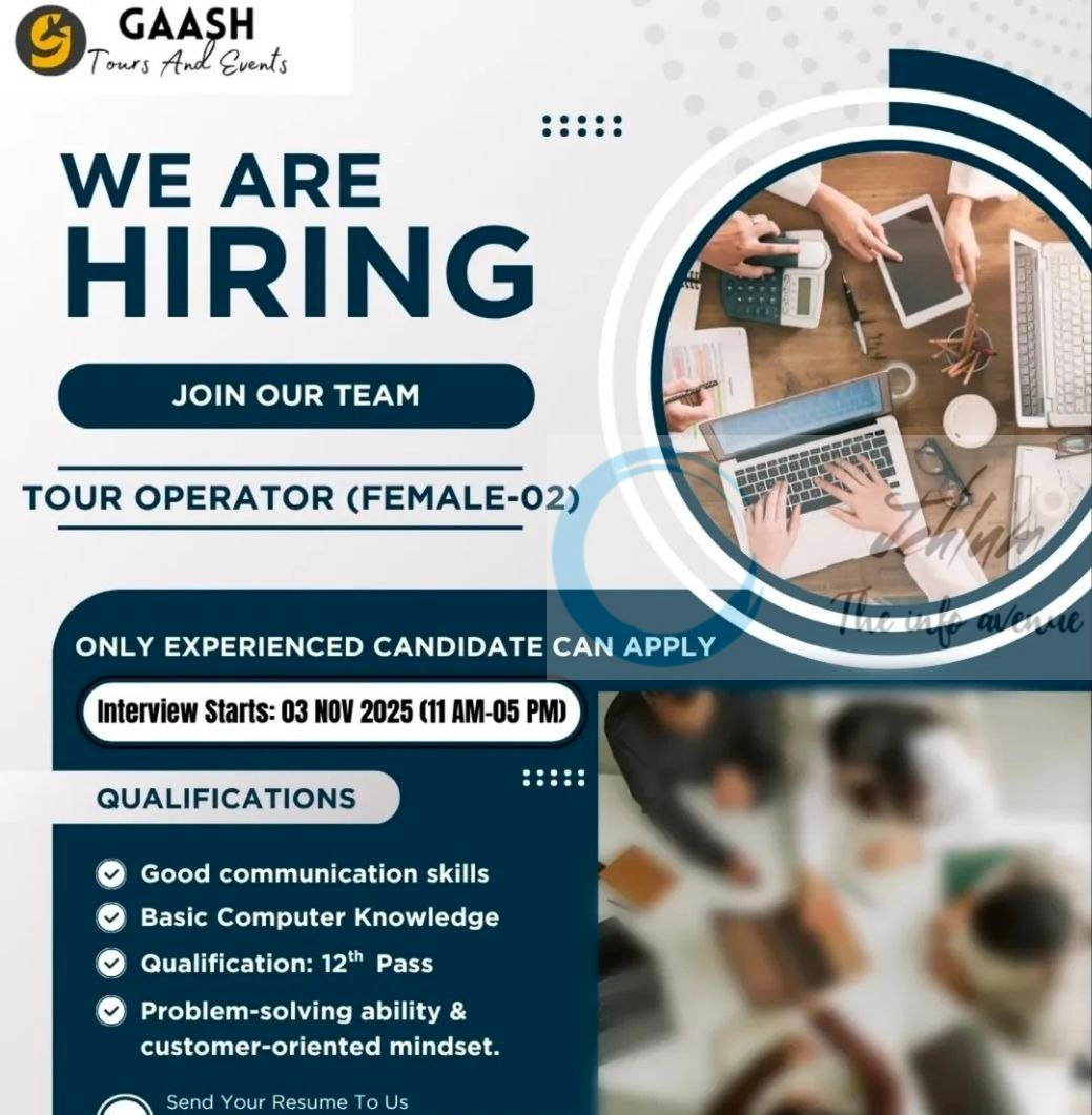 GAASH Tours And Events Rambagh Srinagar Tour Operator job opportunities 2025