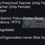 Birla Open Minds Preschool Chadoora Jobs Opportunities 2025
