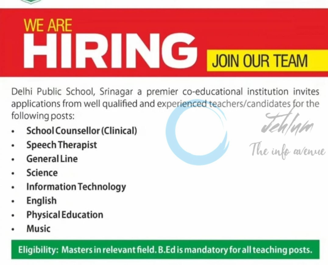 Delhi Public School DPS Srinagar Faculty Jobs Recruitment 2025 2 Delhi Public School DPS Srinagar Faculty Jobs Recruitment 2025