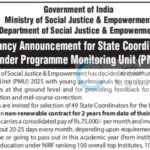 Ministry of Social Justice and Empowerment New Delhi PMU State Coordinators Job opportunities notice CBC/38101/11/0027/2526