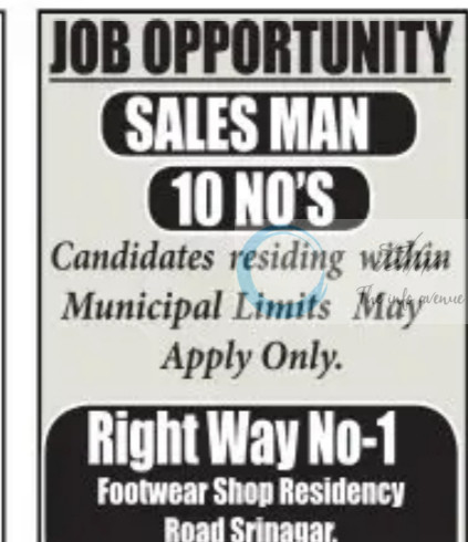 Right Way No 1 Footwear srinagar Sales Man Job Opportunities 2025