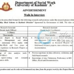 Kashmir University ku Deptt of Social Work job opportunities walk in 2025