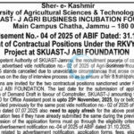 Sher-e-Kashmir University of Agricultural Sciences and Technology of Jammu SKUAST-J– ABIF job opportunities 2025