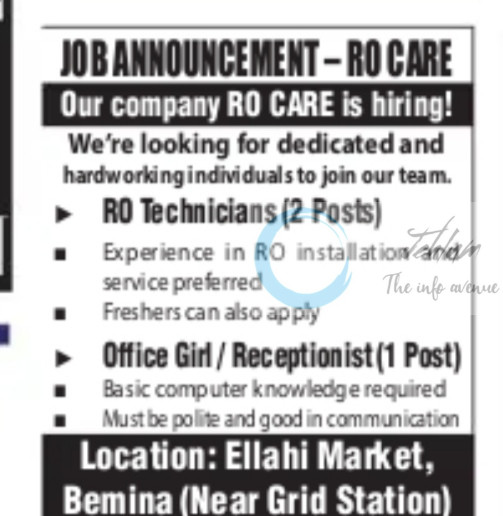 RO CARE SRINAGAR JOB OPPORTUNITIES 2025