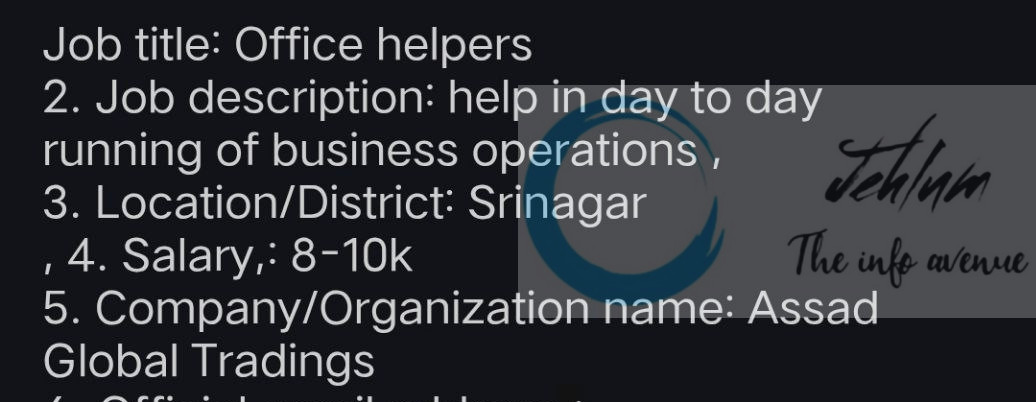 Assaad Global Tradings AG Srinagar job opportunities 2025