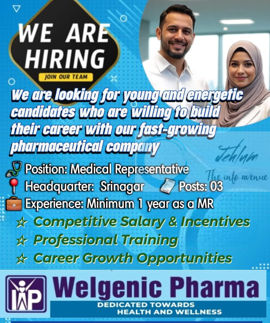 Welgenic Pharma Srinagar Medical Representative Job Opportunities 2025
