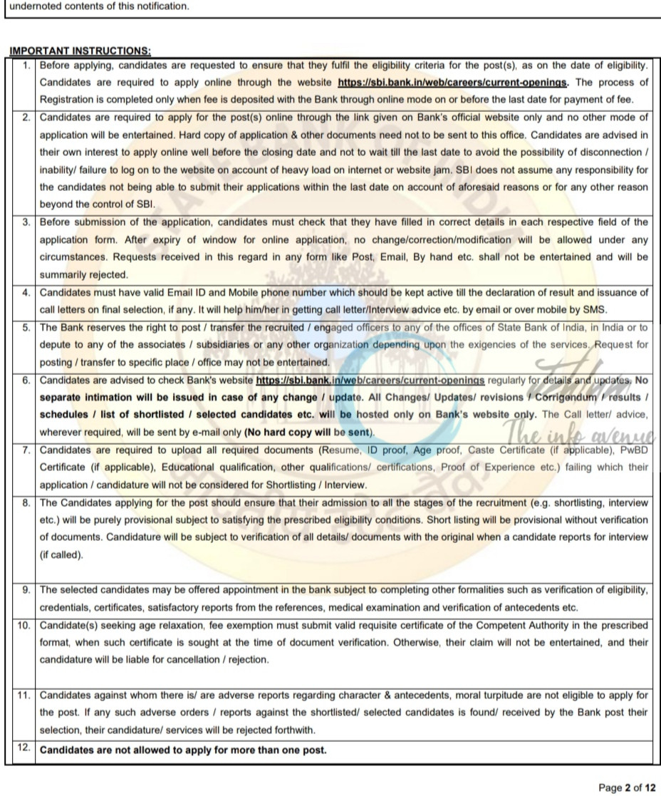 State Bank of India SBI Specialist Cadre Officers Job Opportunities Advertisement Notice CRPD/SCO/2025-26/16
