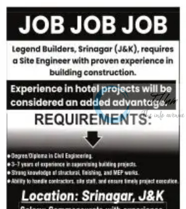 Legend Builders srinagar Engineer Job Opportunities 2025