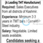 KASHMIR STEEL ROLLING MILLS LTD KSRM SRINAGAR SALES EXECUTIVE JOB OPPORTUNITIES 2025