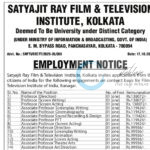 Satyajit Ray Film and Television Institute SRFTI Kolkata job opportunities notice SRFTI/RECTT/2025-26/008