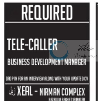 XEAL Nirman Complex Srinagar Tele-Caller and Business Development Manager job opportunities 2025