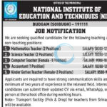 National Institute of Education and Techniques NIET Budgam job opportunities 2025