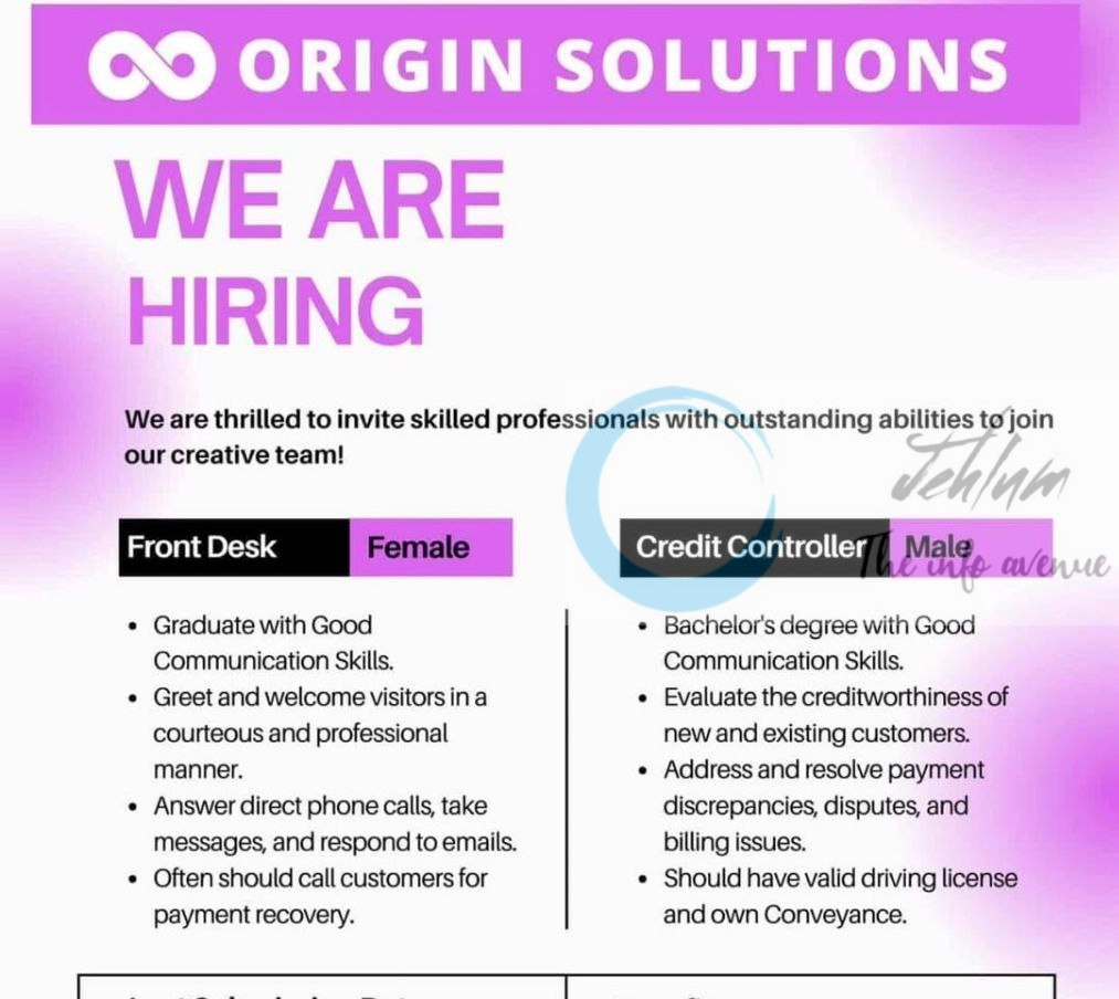 Origin Solutions srinagar job opportunities 2025