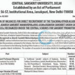 Central Sanskrit University CSU DELHI FACULTY JOB OPPORTUNITIES NOTICE 02/2025