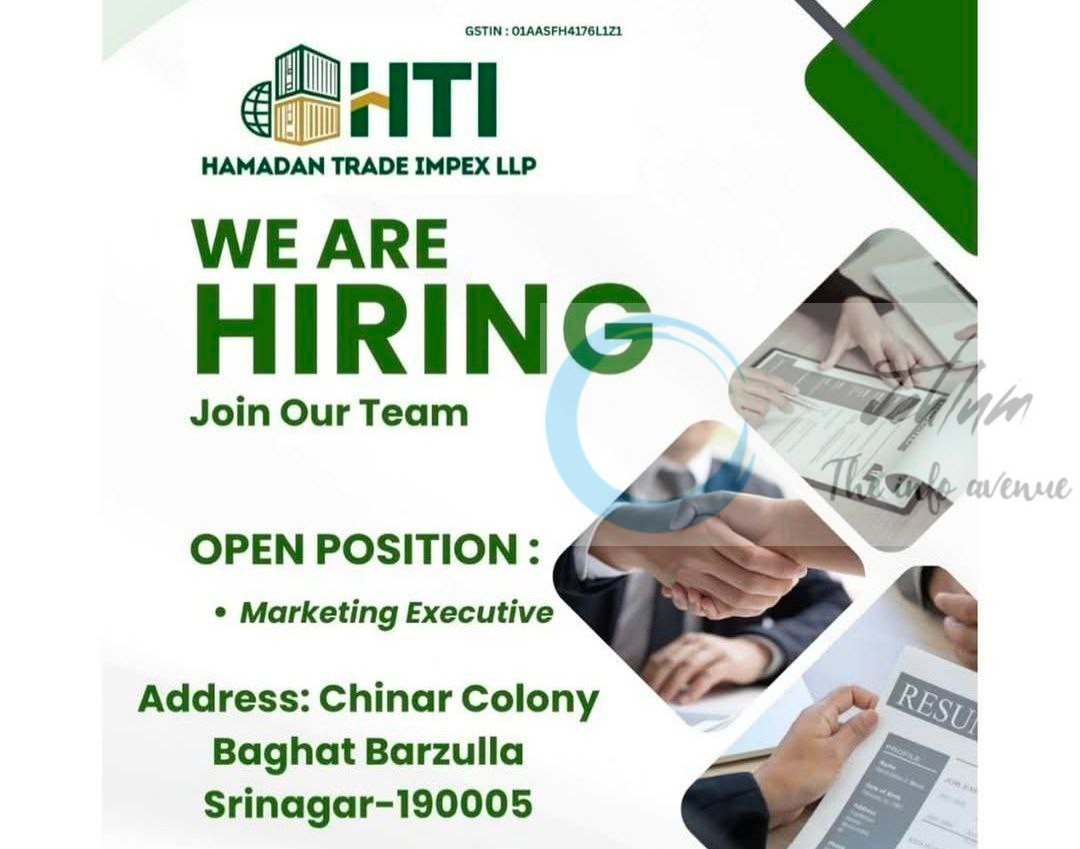 Hamadan Trade Impex LLP HTI srinagar Marketing Executive job opportunities 2025