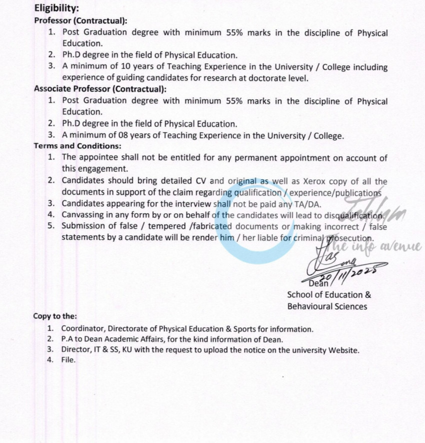 KASHMIR UNIVERSITY KU SCHOOL OF EDUCATION AND BEHAVIOURAL SCIENCES FACULTY JOB OPPORTUNITIES WALK IN 2025